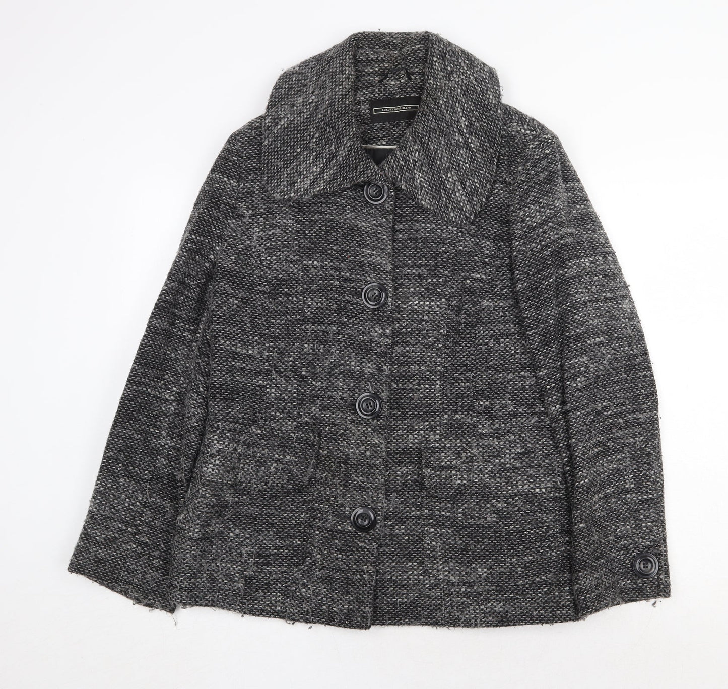 BHS Womens Grey Geometric Jacket Size 14 Button
