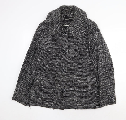 BHS Womens Grey Geometric Jacket Size 14 Button