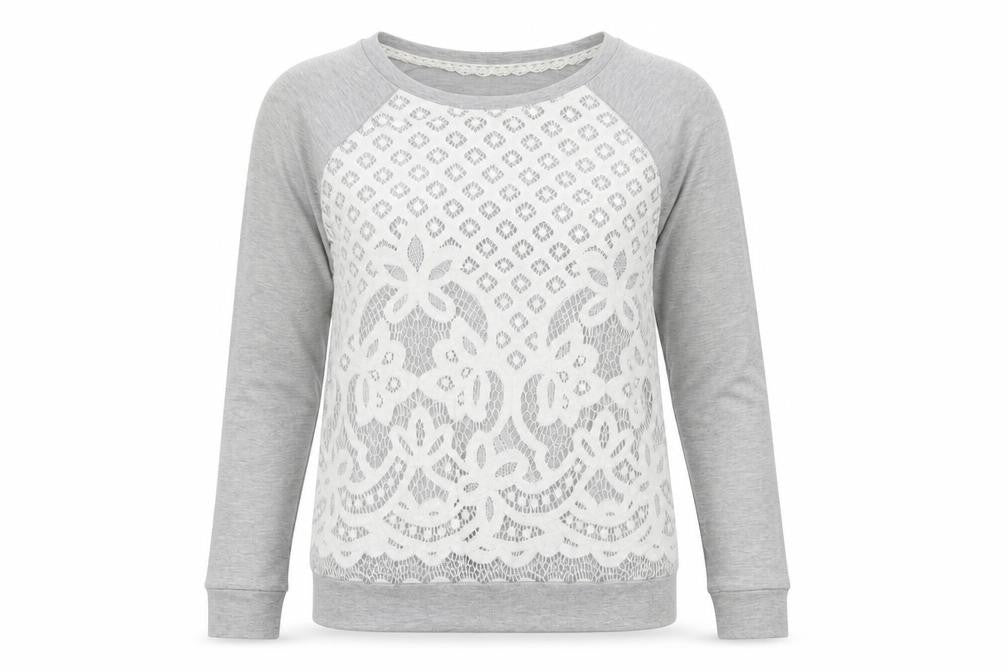 Xhilaration Womens Grey Geometric Polyester Pullover Sweatshirt Size L