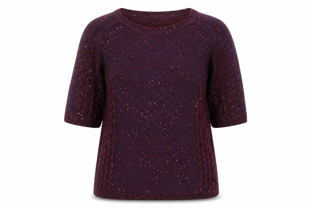 Monsoon Womens Purple Scoop Neck Viscose Pullover Jumper Size S