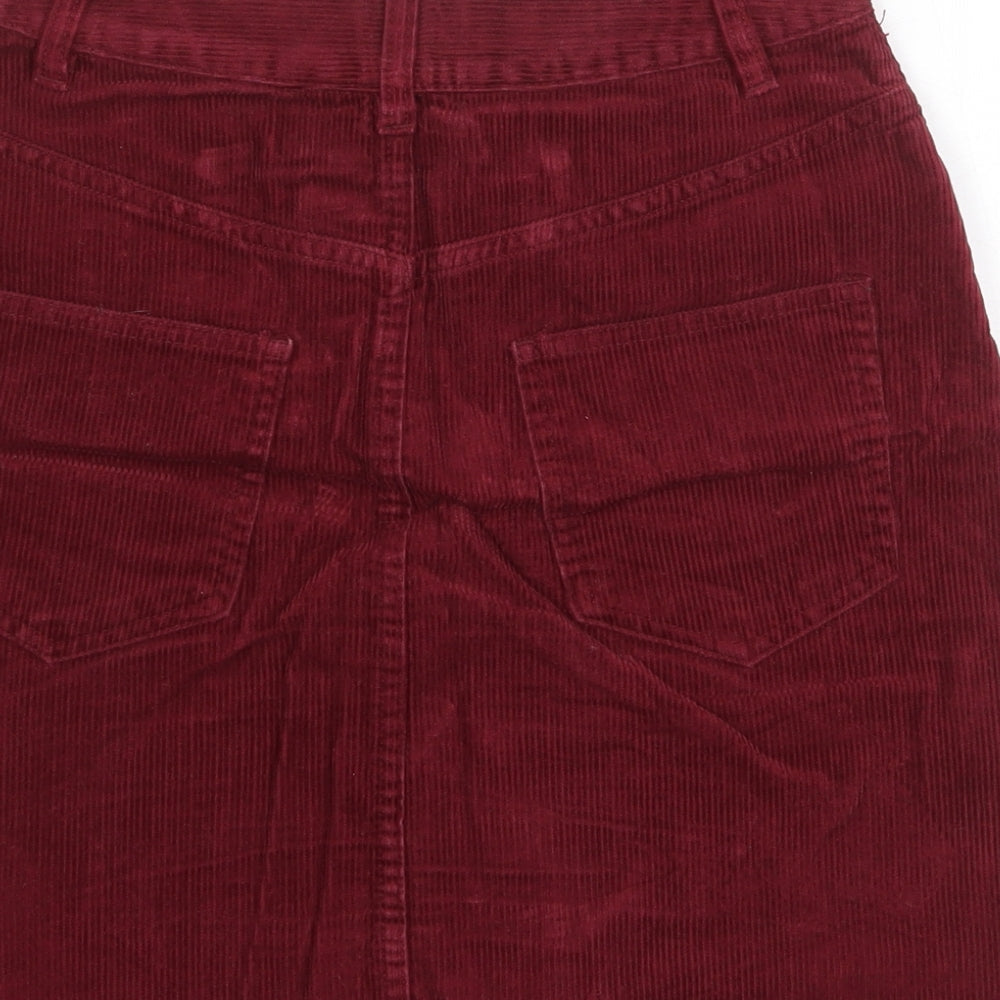 ASOS Womens Red Cotton A-Line Skirt Size 6 Zip