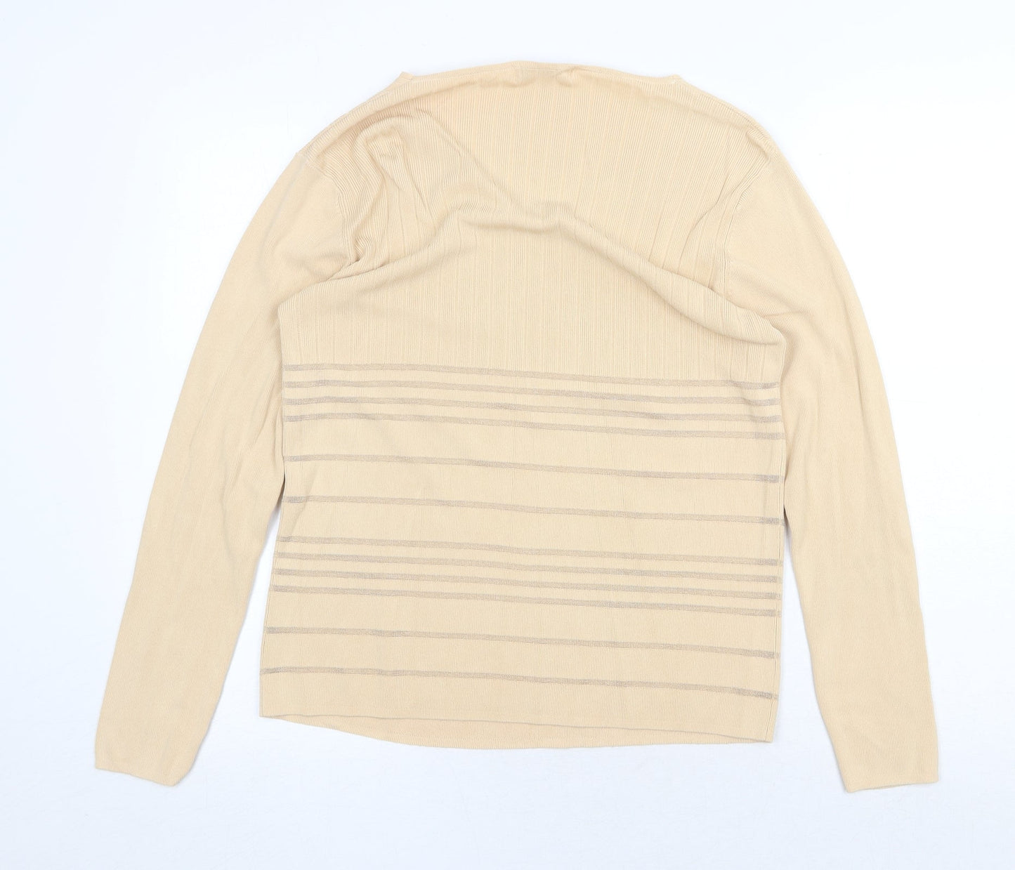 Casamia Womens Beige V-Neck Acrylic Pullover Jumper Size S