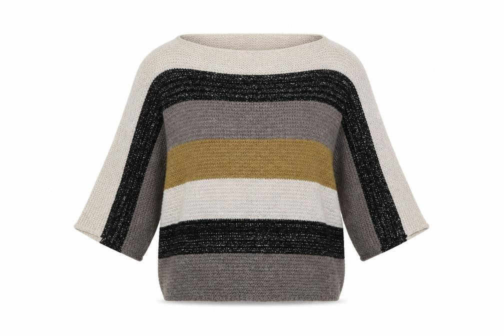 Cameo Rose Womens Multicoloured Boat Neck Striped Acrylic Pullover Jumper Size S