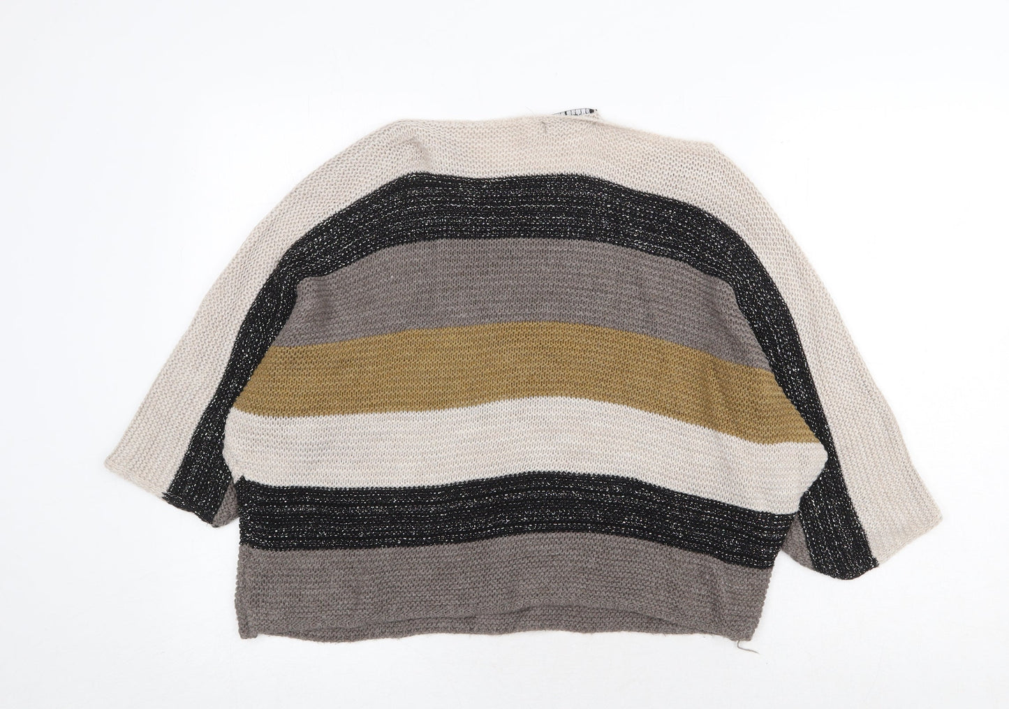 Cameo Rose Womens Multicoloured Boat Neck Striped Acrylic Pullover Jumper Size S