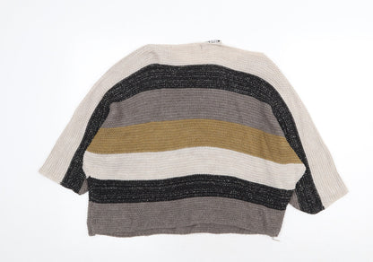 Cameo Rose Womens Multicoloured Boat Neck Striped Acrylic Pullover Jumper Size S