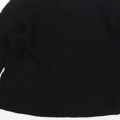 Poof Womens Black V-Neck Cotton Pullover Jumper Size M