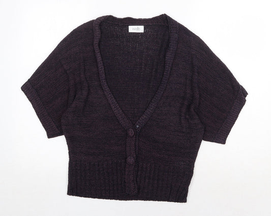 Wallis Womens Purple V-Neck Acrylic Cardigan Jumper Size M