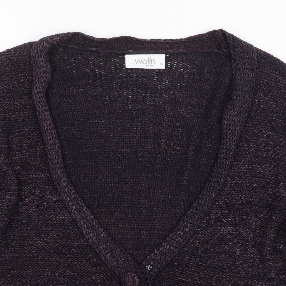 Wallis Womens Purple V-Neck Acrylic Cardigan Jumper Size M