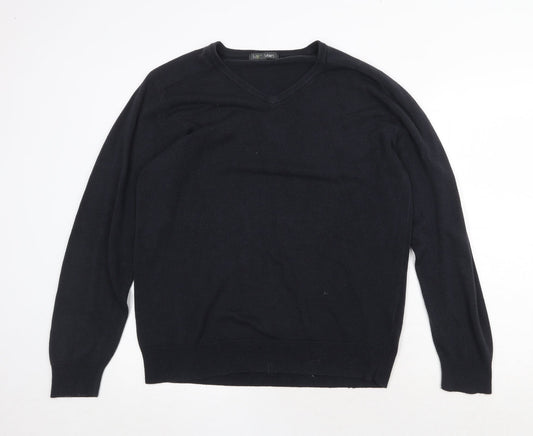 Marks and Spencer Womens Blue V-Neck Acrylic Pullover Jumper Size L