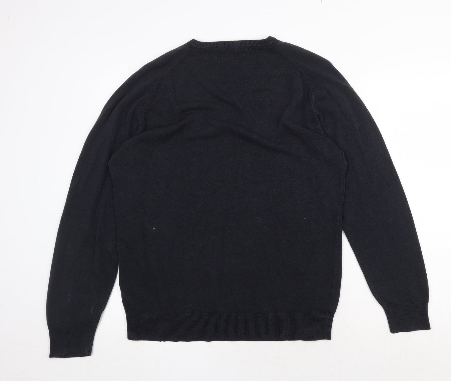 Marks and Spencer Womens Blue V-Neck Acrylic Pullover Jumper Size L