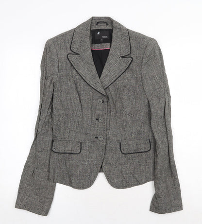 Next Womens Grey Geometric Jacket Blazer Size 10 Button