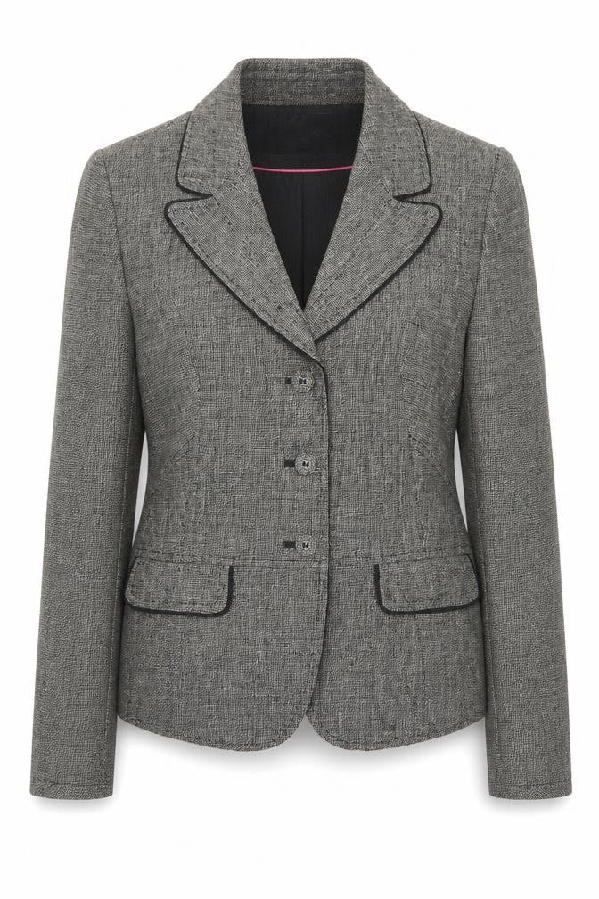 NEXT Womens Grey Geometric Jacket Blazer Size 10 Button