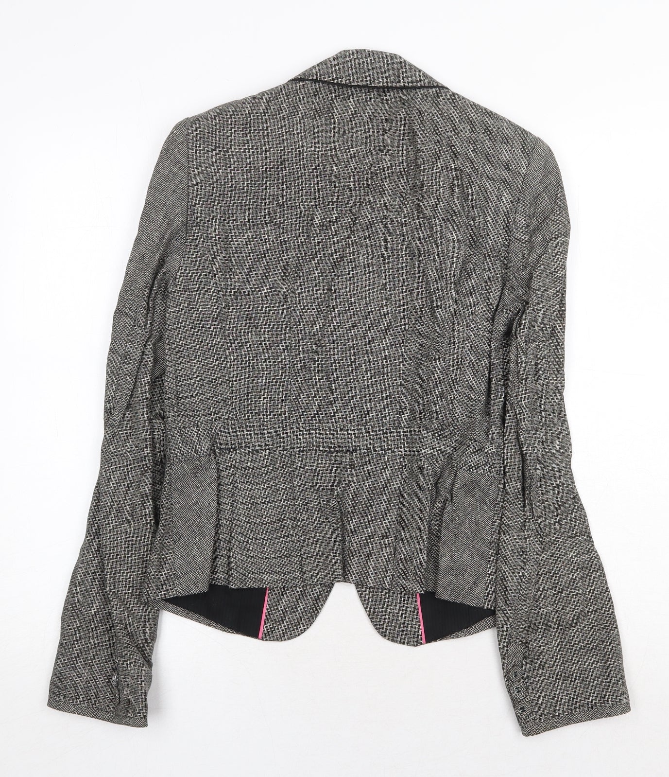 NEXT Womens Grey Geometric Jacket Blazer Size 10 Button