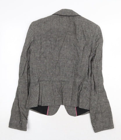 Next Womens Grey Geometric Jacket Blazer Size 10 Button