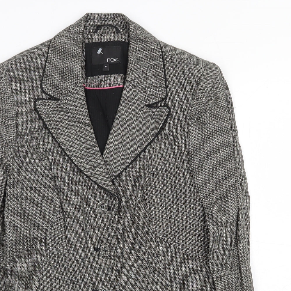 NEXT Womens Grey Geometric Jacket Blazer Size 10 Button
