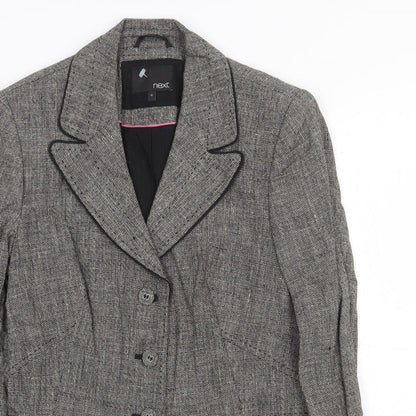 Next Womens Grey Geometric Jacket Blazer Size 10 Button