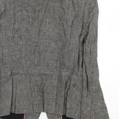 Next Womens Grey Geometric Jacket Blazer Size 10 Button