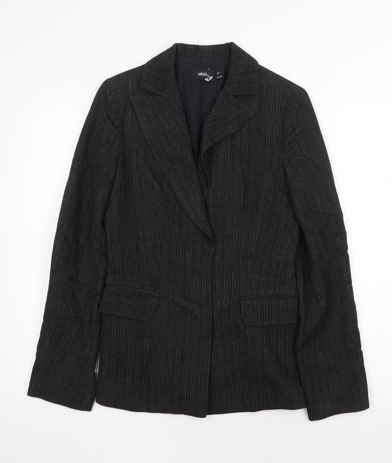 Mango Womens Black Striped Jacket Blazer Size 8 Button