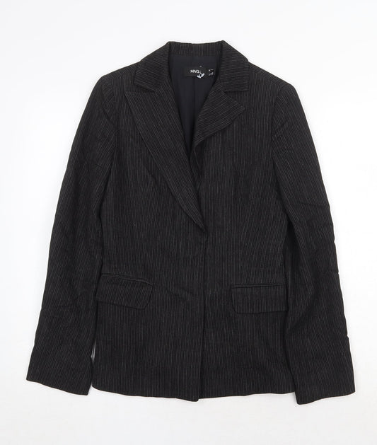 Mango Womens Black Striped Jacket Blazer Size 8 Button