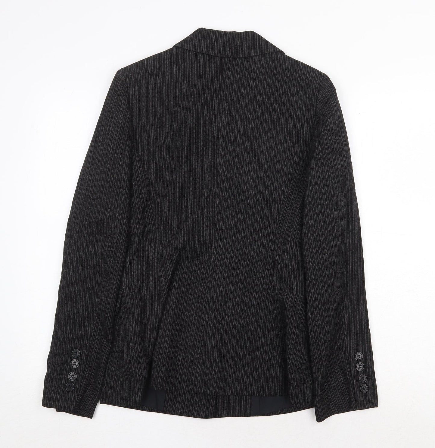 Mango Womens Black Striped Jacket Blazer Size 8 Button