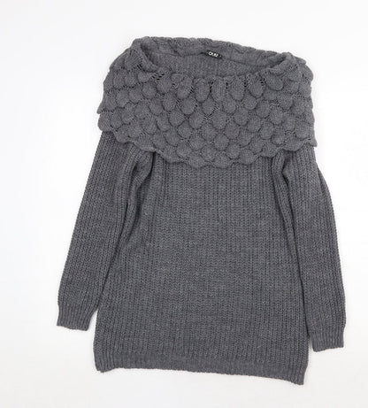 Quiz Womens Grey Roll Neck Acrylic Pullover Jumper Size M