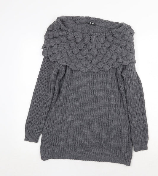 Quiz Womens Grey Roll Neck Acrylic Pullover Jumper Size M