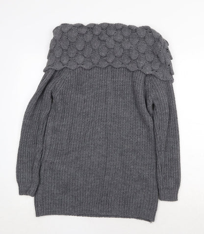 Quiz Womens Grey Roll Neck Acrylic Pullover Jumper Size M
