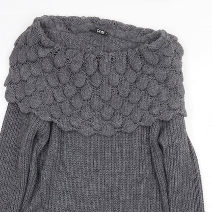 Quiz Womens Grey Roll Neck Acrylic Pullover Jumper Size M