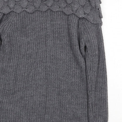 Quiz Womens Grey Roll Neck Acrylic Pullover Jumper Size M