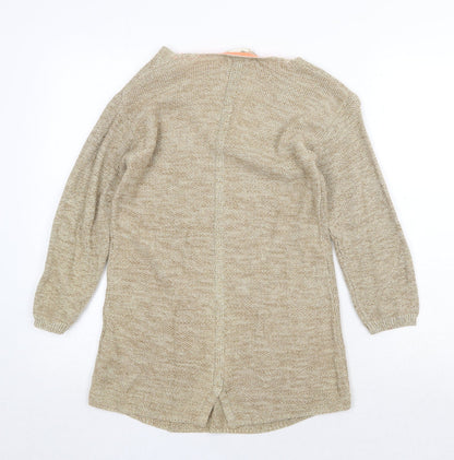 Next Womens Beige V-Neck Cotton Pullover Jumper Size 8