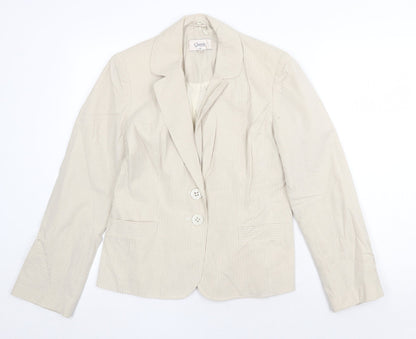 Marks & Spencer Womens Beige Striped Jacket Blazer Size 10 Button