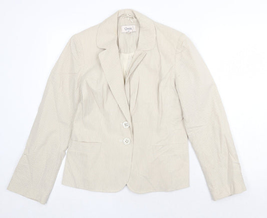 Marks and Spencer Womens Beige Striped Jacket Blazer Size 10 Button