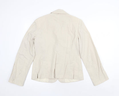 Marks & Spencer Womens Beige Striped Jacket Blazer Size 10 Button