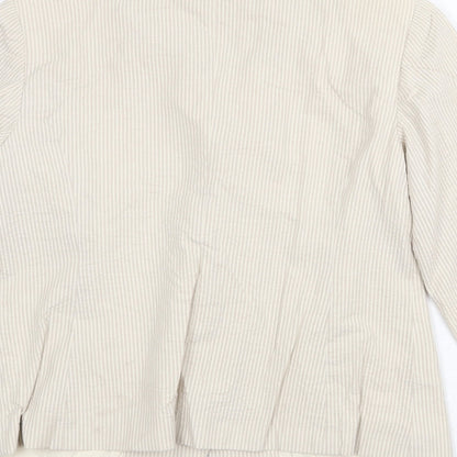 Marks & Spencer Womens Beige Striped Jacket Blazer Size 10 Button