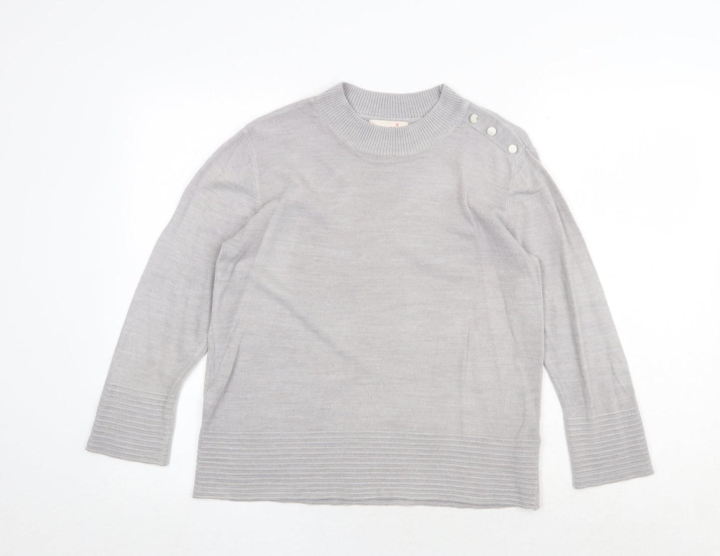 Marks and Spencer Womens Grey Round Neck Acrylic Pullover Jumper Size 12