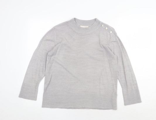 Marks and Spencer Womens Grey Round Neck Acrylic Pullover Jumper Size 12