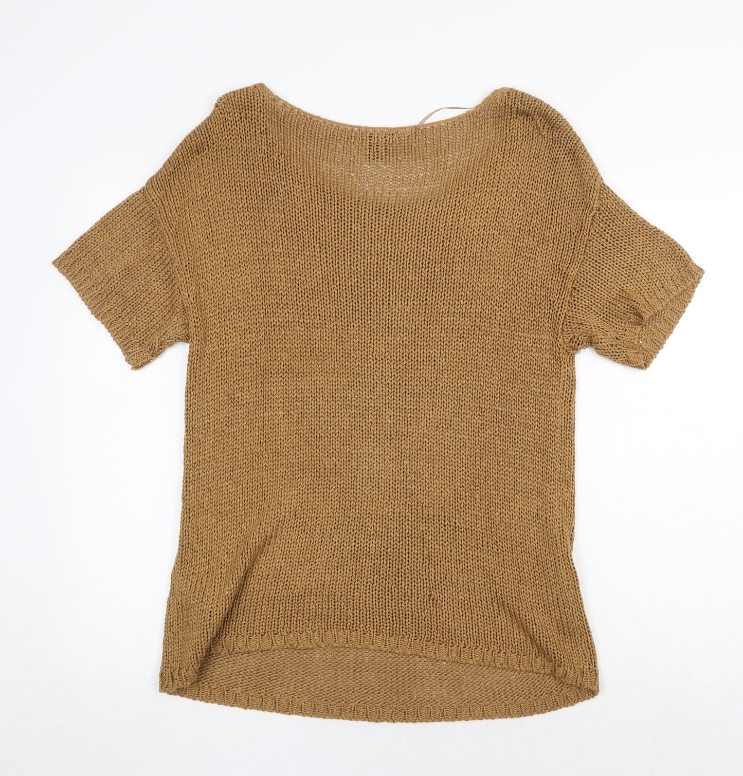 H&M Womens Yellow Boat Neck Acrylic Pullover Jumper Size S