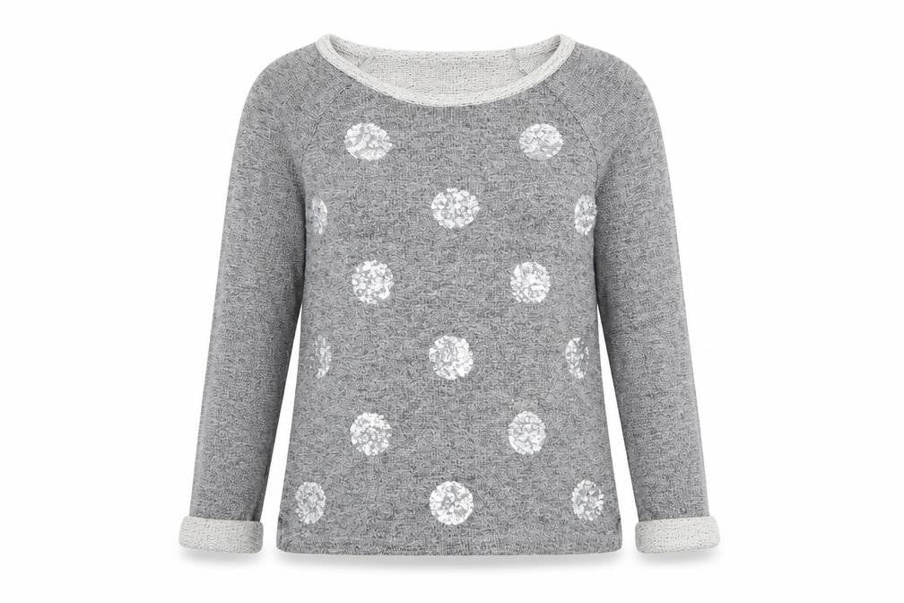 NEXT Womens Grey Round Neck Polka Dot Cotton Pullover Jumper Size 12