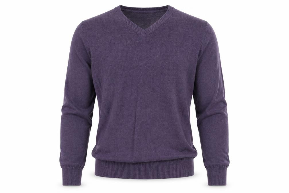 Marks & Spencer Mens Purple V-Neck Acrylic Pullover Jumper Size S Long Sleeve