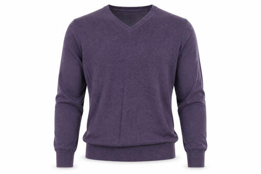 Marks & Spencer Mens Purple V-Neck Acrylic Pullover Jumper Size S Long Sleeve