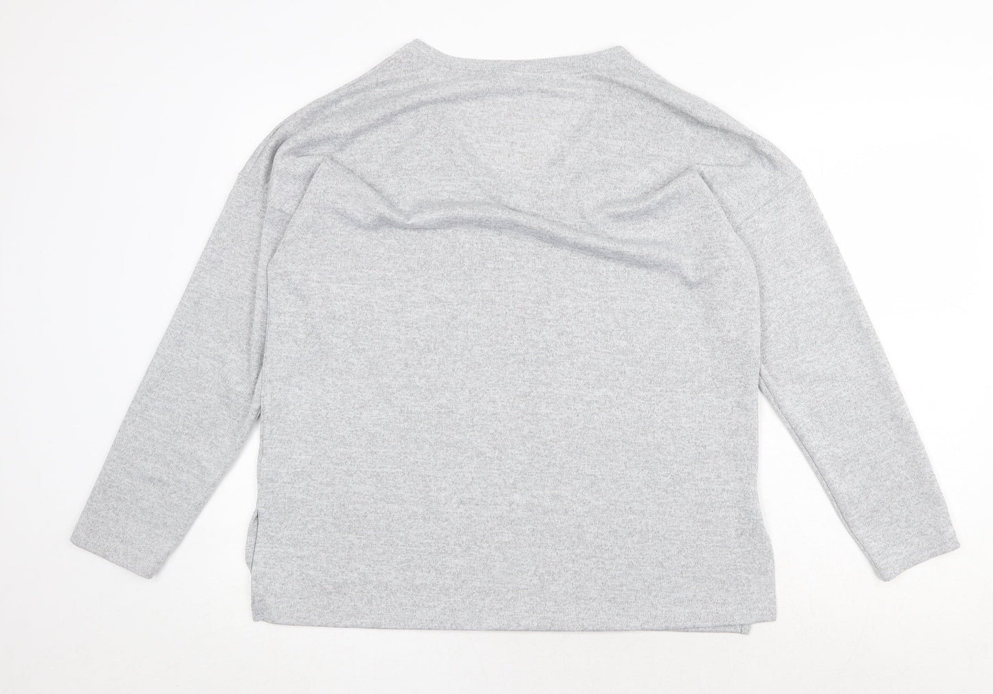 Viz Womens Grey V-Neck Polyester Pullover Jumper Size M