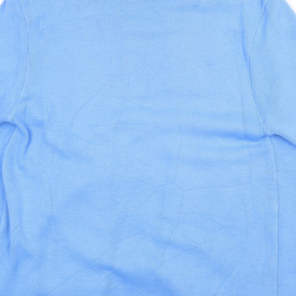 Glimpse Design Womens Blue Round Neck Striped Acrylic Cardigan Jumper Size S - Size S/M Twinset