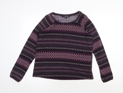 Forever 21 Womens Purple Round Neck Geometric Polyester Pullover Jumper Size S