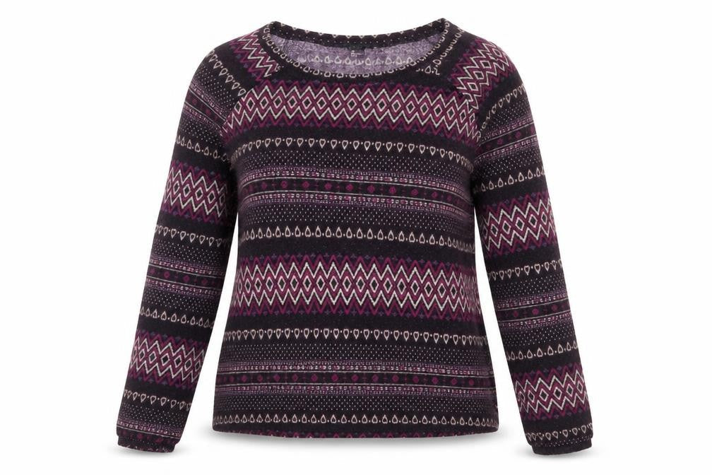 FOREVER 21 Womens Purple Round Neck Geometric Polyester Pullover Jumper Size S
