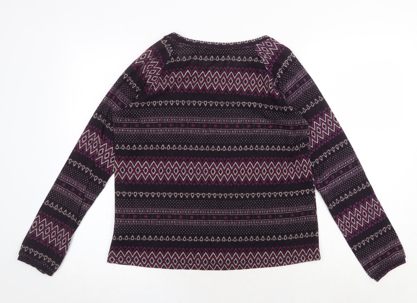 FOREVER 21 Womens Purple Round Neck Geometric Polyester Pullover Jumper Size S