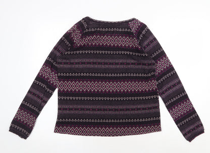 Forever 21 Womens Purple Round Neck Geometric Polyester Pullover Jumper Size S