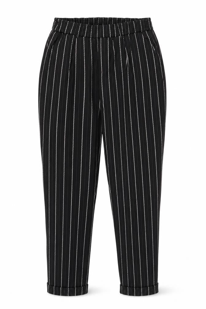 Select Womens Black Striped Polyester Trousers Size 10 Regular