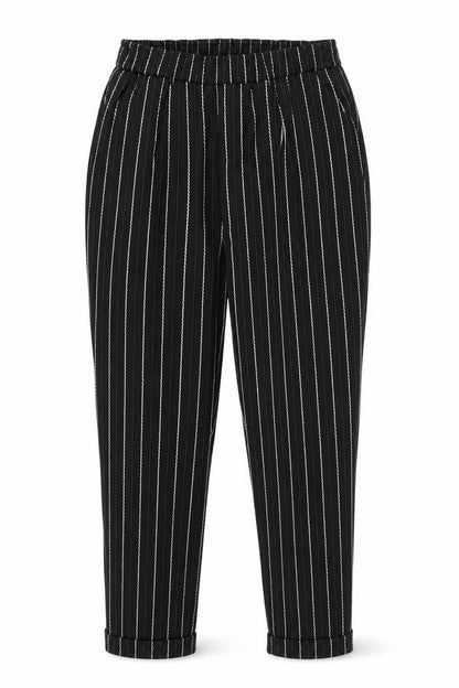 Select Womens Black Striped Polyester Trousers Size 10 Regular