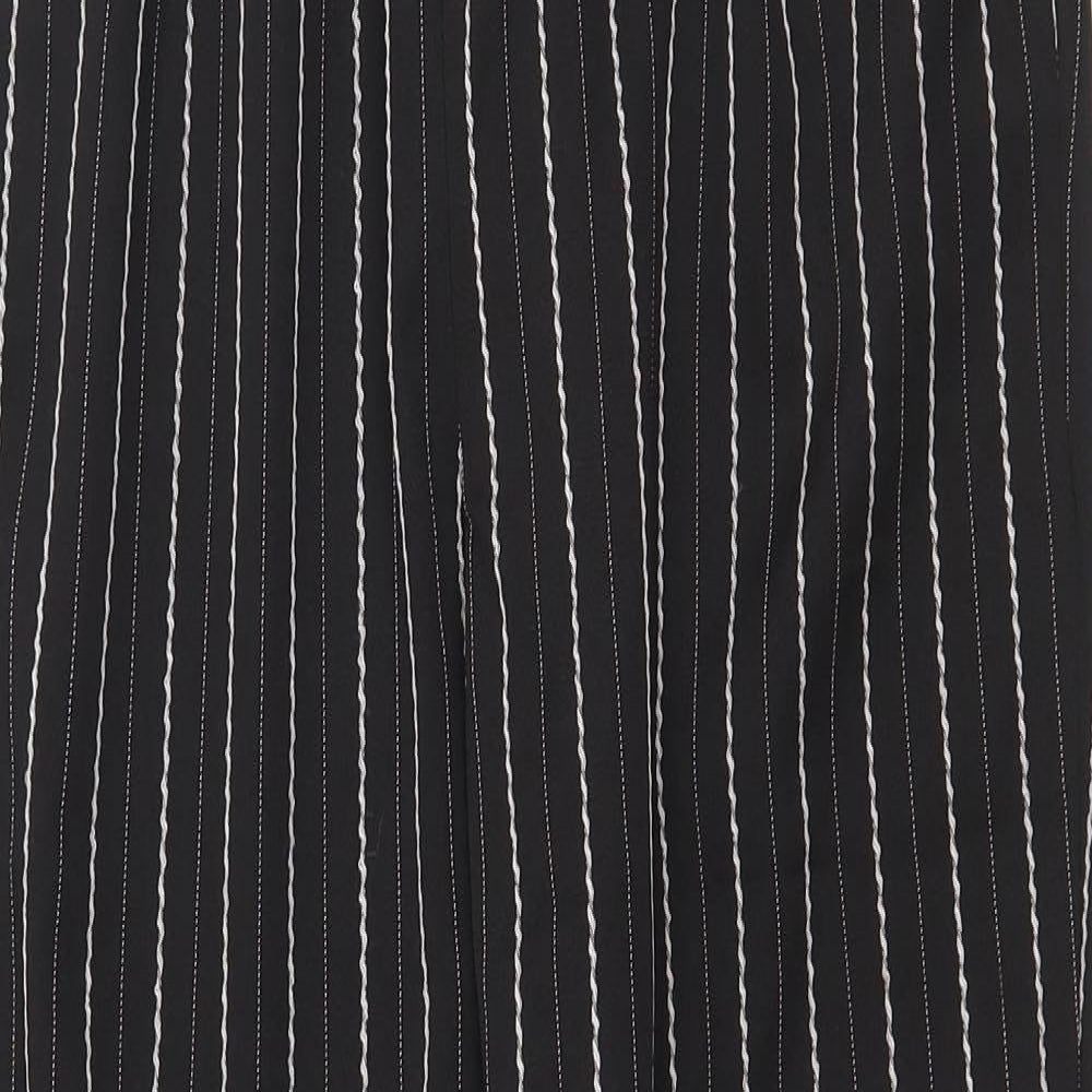 Select Womens Black Striped Polyester Trousers Size 10 Regular