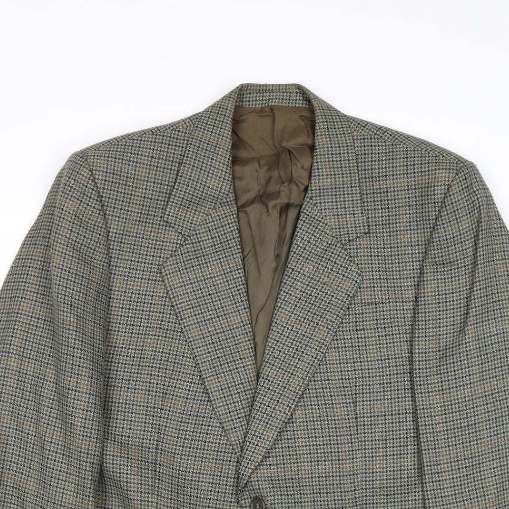 Harmer Mens Grey Geometric Polyester Jacket Blazer Size 40 Regular